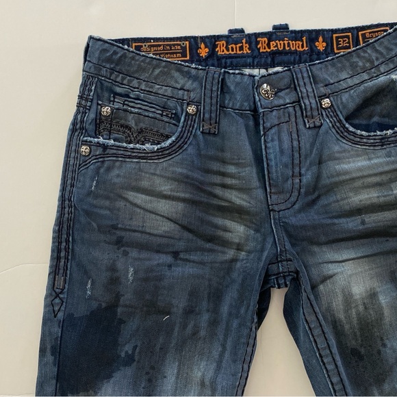 Rock Revival Jeans Mens Shorts Size 32 “Bryson” Distressed Denim - Picture 6 of 7